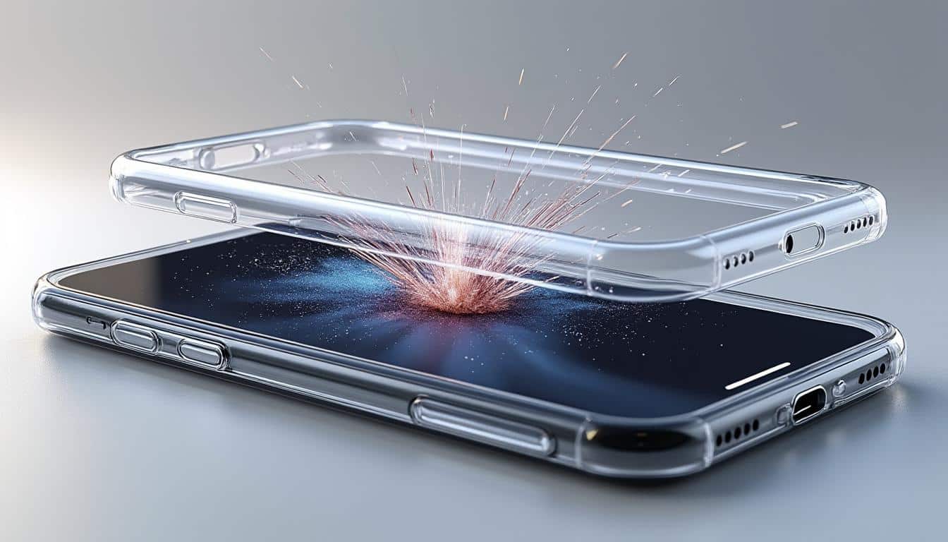 la coque de protection protège efficacement votre téléphone en absorbant les chocs pour éviter les dommages.