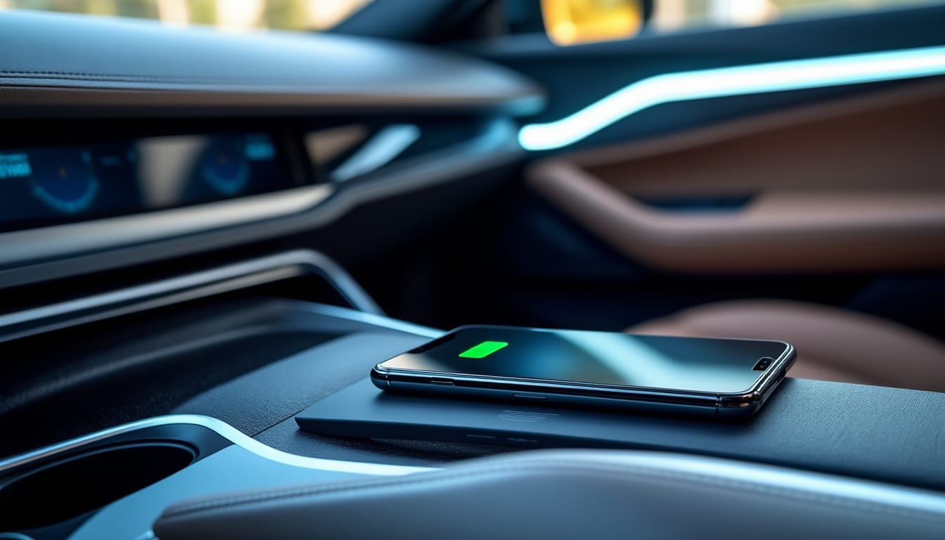découvrez comment la technologie de charge sans fil pour téléphones s'intègre désormais dans les voitures, offrant confort et praticité aux conducteurs.