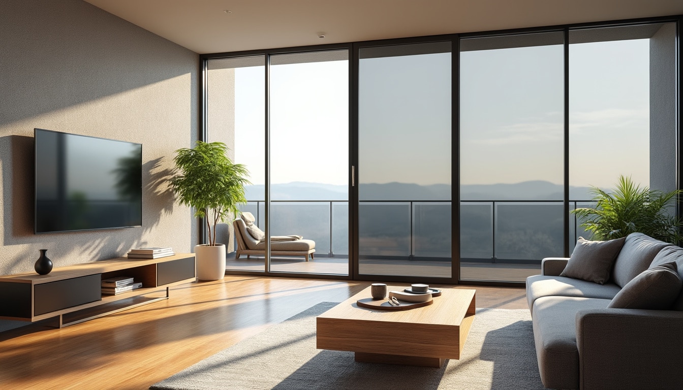 découvrez comment le smart glass s'assombrit automatiquement pour protéger l'intimité de votre maison tout en ajoutant modernité et confort.
