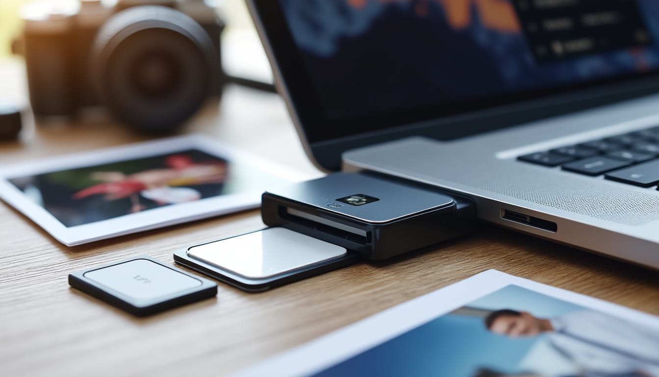 le lecteur de carte sd simplifie le transfert rapide et facile de vos photos vers votre ordinateur.