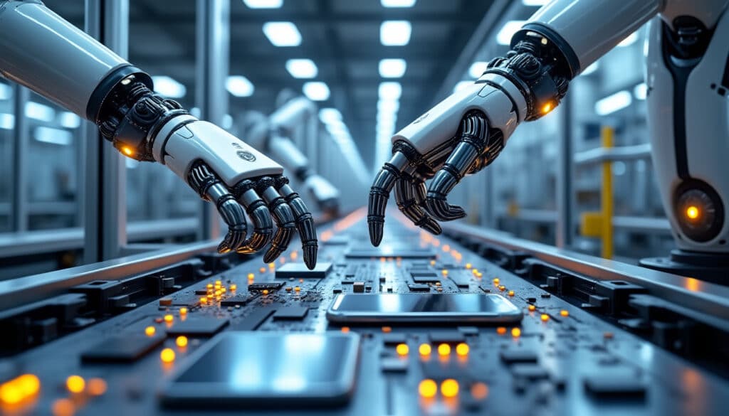 découvrez comment la robotique révolutionne l'automatisation des lignes de production dans l'industrie high-tech, améliorant efficacité et précision.