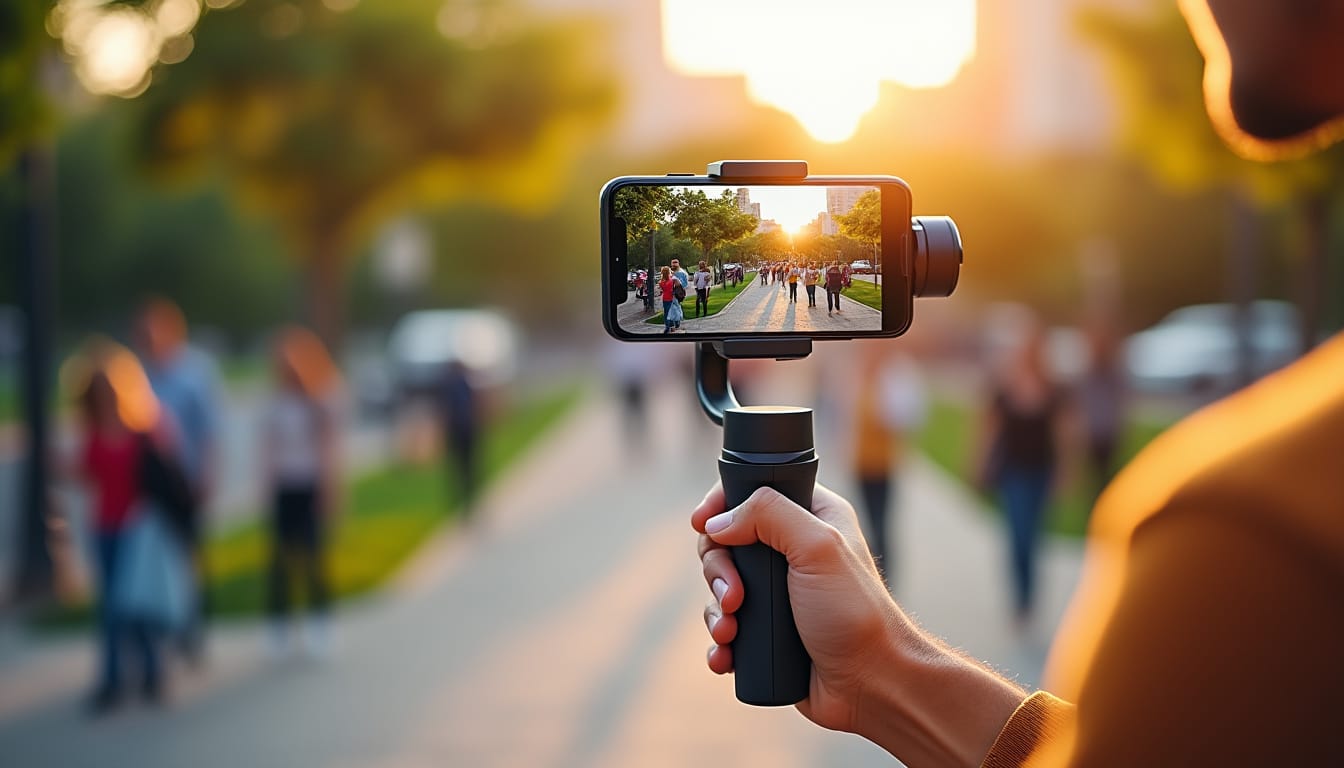 découvrez comment un stabilisateur gimbal améliore la fluidité de vos vidéos réalisées avec un téléphone, pour des prises de vue professionnelles et sans tremblements.