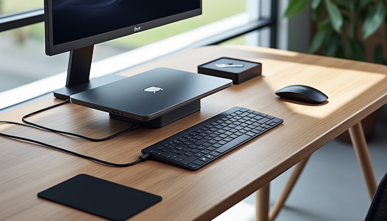 découvrez comment la station d’accueil unifie votre espace de travail en connectant facilement tous vos périphériques à votre ordinateur portable pour un bureau organisé et performant.