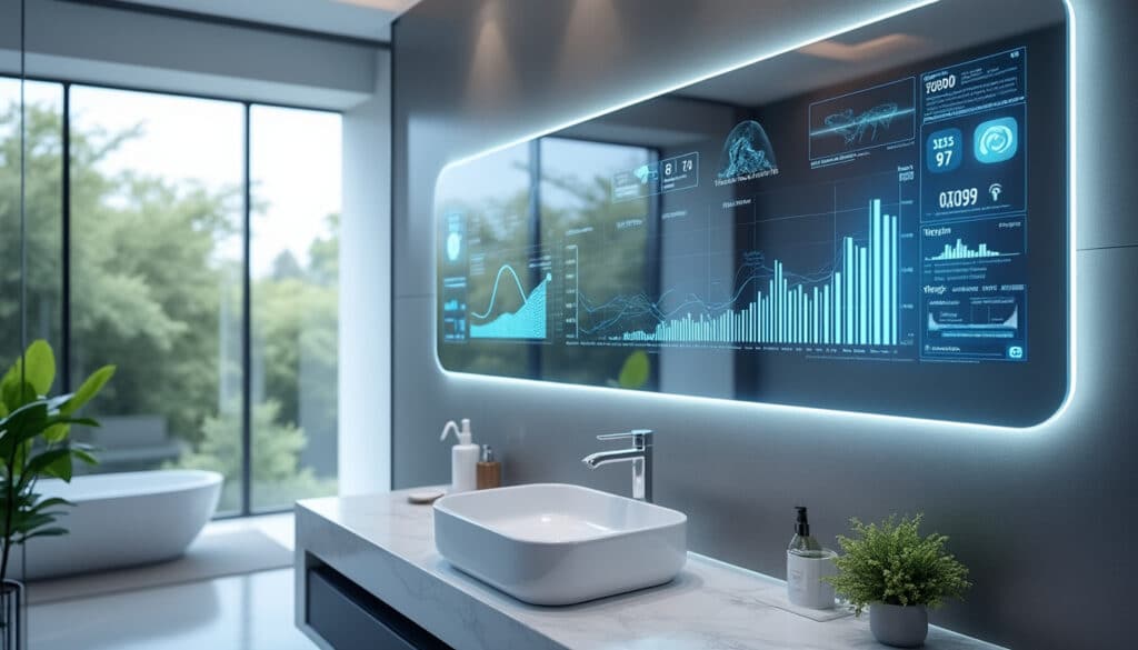 découvrez le miroir connecté qui affiche les dernières actualités directement dans votre salle de bain, pour bien commencer la journée tout en restant informé.