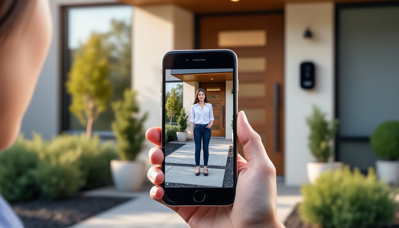 le portier vidéo permet d'identifier facilement les visiteurs de votre maison directement sur votre mobile, alliant sécurité et confort.